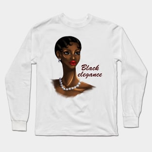 Black Elegance Melanin Woman Beautiful Retro Portrait Long Sleeve T-Shirt